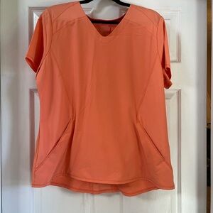 Women's Orange V-Neck Infinity Scrub Outift  Top, pants and undershirt .